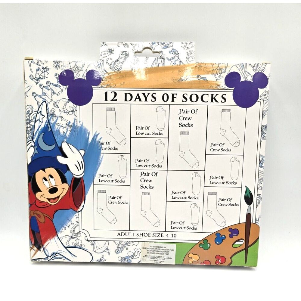 Disney Parks Ink & Paint Collection 12 Days Of Socks Adult‎ Shoe Sizes 4-10 NIB - Picture 4 of 6
